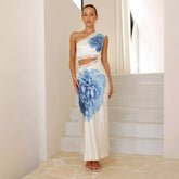 Holiday Style Solid Color Printed Tube Top Dress